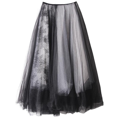 2022 New Spring Summer High Waist Black Layers Mesh Temperament Half-body Skirt Women Fashion Tide
