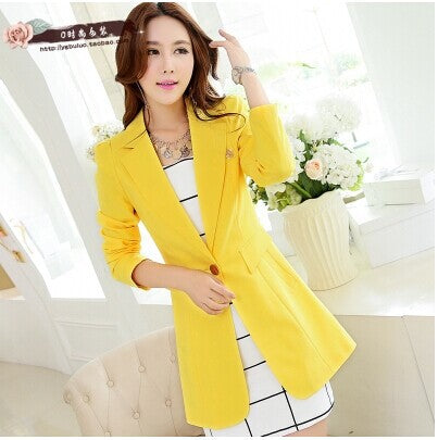 Spring Women Office Blazers And Jacket Single Button Long Blazers Coats Ladies Business Suit Jackets Elegant Bleiser Mujer