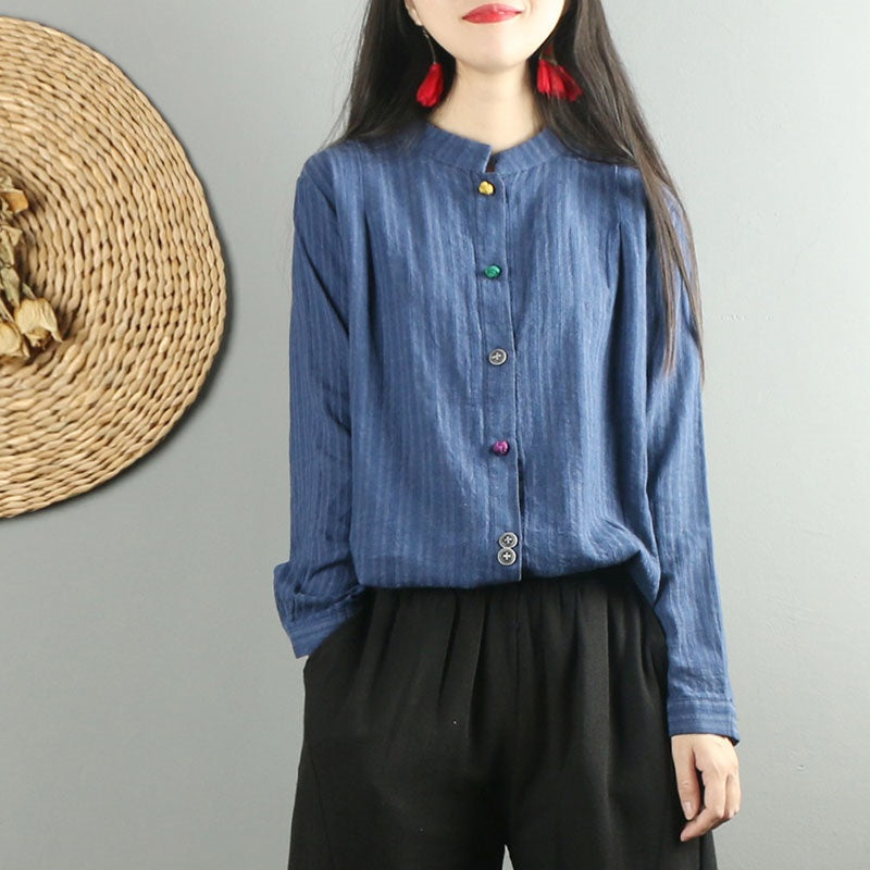 Chinese Style Clothing Women Blouses 2021 New Spring Cotton Linen Shirts Long Sleeve Loose Vintage Blouse And Top Women 11648