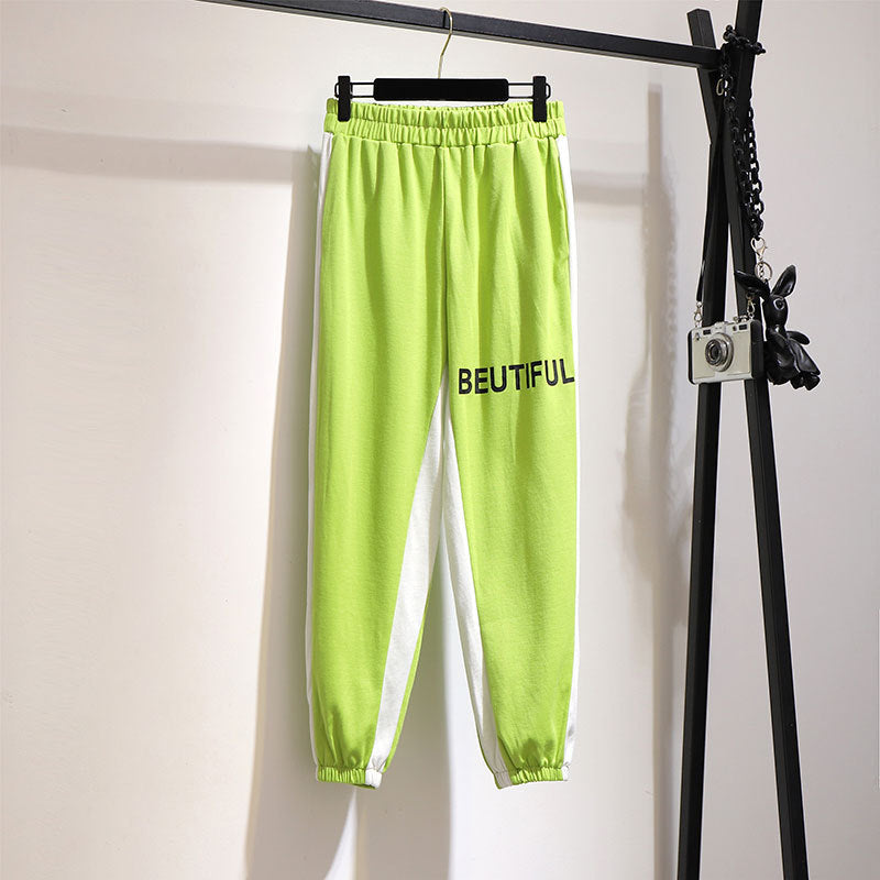 New 2021 Spring Autumn Plus Size Cropped Pants For Women Large Loose Green Cotton Sports Trousers 3XL 4XL 5XL 6XL 7XL