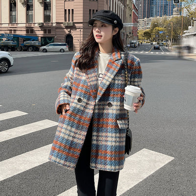 Tweed Winter Female Autumn Coat Jacket Windbreaker Parka Women PLAID Woolen Coat Capes Cape Overcoat Cloak Warm Women&#39;s Clothing