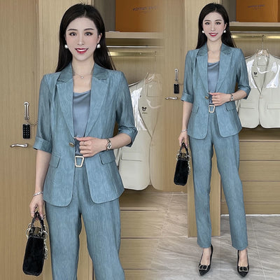 2022 Autumn Women&#39;s Purple Simple Blazer Work Office Ladies Suit Blazer Coat Fashionable Professional Suit Three-piece Suit E144