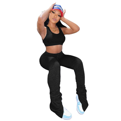Sexy baby 001--Winter new style women's vest single side pleated pants sports and leisure two-piece suit SHH