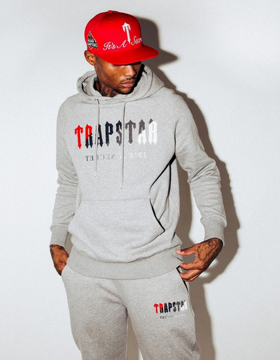 TRAPSTAR CHENILLE DECODED HOODED TRACKSUIT - BLACK / CANDY REVOLUTION EDITION