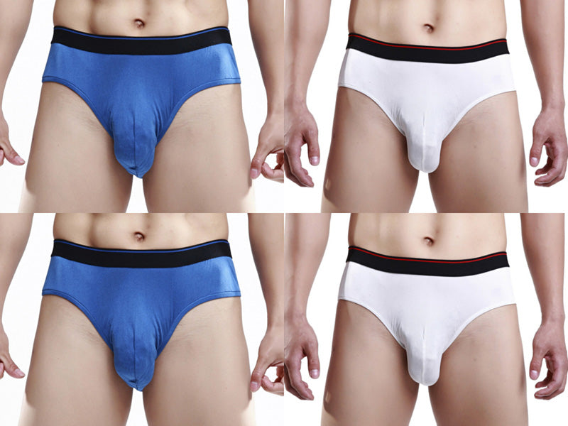 Mens Underwear 4 Pair  Silk Knit Men&#39;s Wide Waistband Brief Solid Men Panties Size US S M L XL XXL