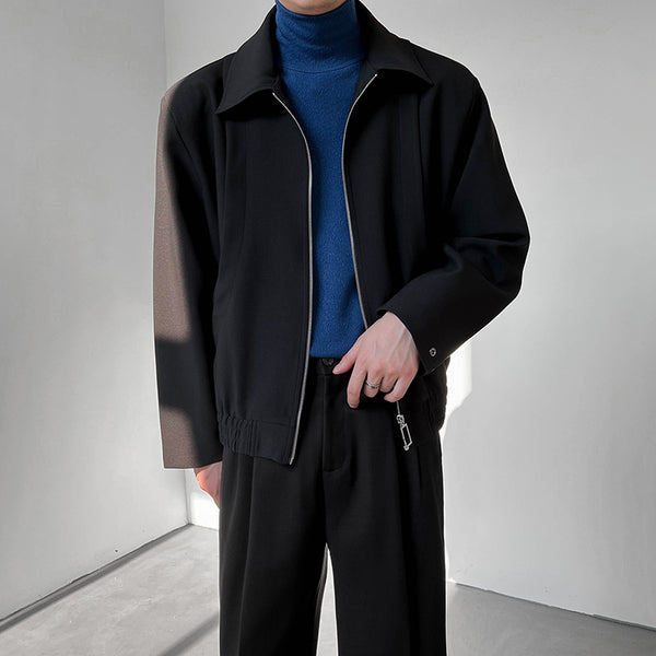 2022 Men's Black/white Color Outerwear Top Korean Loose Short Style Shoulder Pad Jackets Fashion Splicing Casual Coats M-XL
