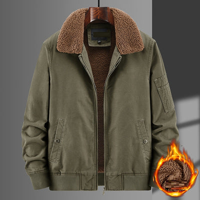 2022New winter Fleece thick jacket men&#39;s middle-aged cotton Lamb Wool Overcoat casual loose Blouse outdoor coat Bomber Jacket4XL