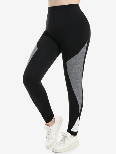 ROSEGAL Women Leggings XXXL High Rise Colorblock Skinny Pants Fall Winter Casual Full Trousers Mujer