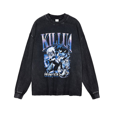 Dark Edging Long Sleeved Old T Shirt White Ink Breathable Printing Bottoming Shirt Street Retro Long Sleeved FS