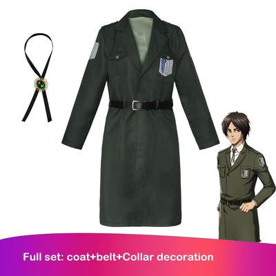 Eren Costume Japan Anime Shingeki No Kyojin Halloween Cosplay Full Set Long Trench Coat