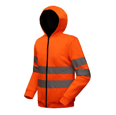 polar fleece fluo yellow and orange reflective safety sweatshirt