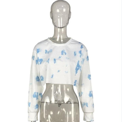 2021 Hoodie Sweatshirt Women Fashion Casual Crop Top Spring Autumn New Long Sleeve Short Tops Tie Dye Pullovers Harajuku Hoodies