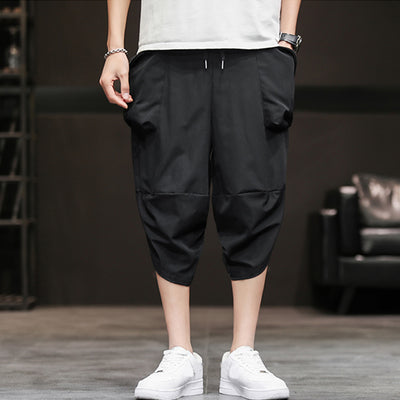 Summer Calf-Length Loose Casual Pants Mens Cross Pants Streetwear Harem Pants Men Japanese Streetwear Joggers