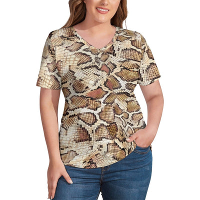 Colorful Abstract Print T Shirt Graffiti Art Pretty T Shirts V Neck Short Sleeve Tshirt Lady Street Wear Top Tees Plus Size 4XL