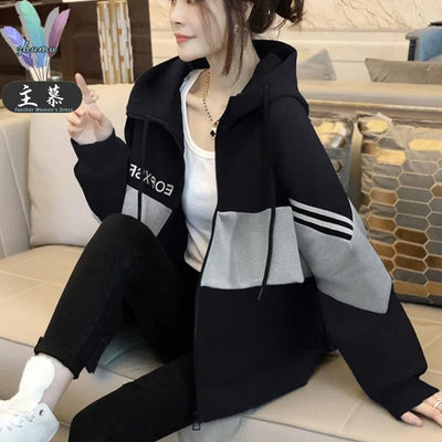2022 Spring New Fashion Korean Style Casual Slimming Western Style All-Match High-End Hooded Sweater Jacket Women's Trend M396