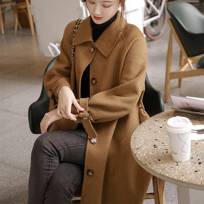 Single Breasted warm luxury Cashmere Coat outerwear England Style Long woolen Jacket