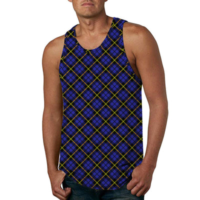 White Mens T Shirts Men Casual Summer Sleeveless Plaid Printed O Neck Shirt Tank Tops Blouse