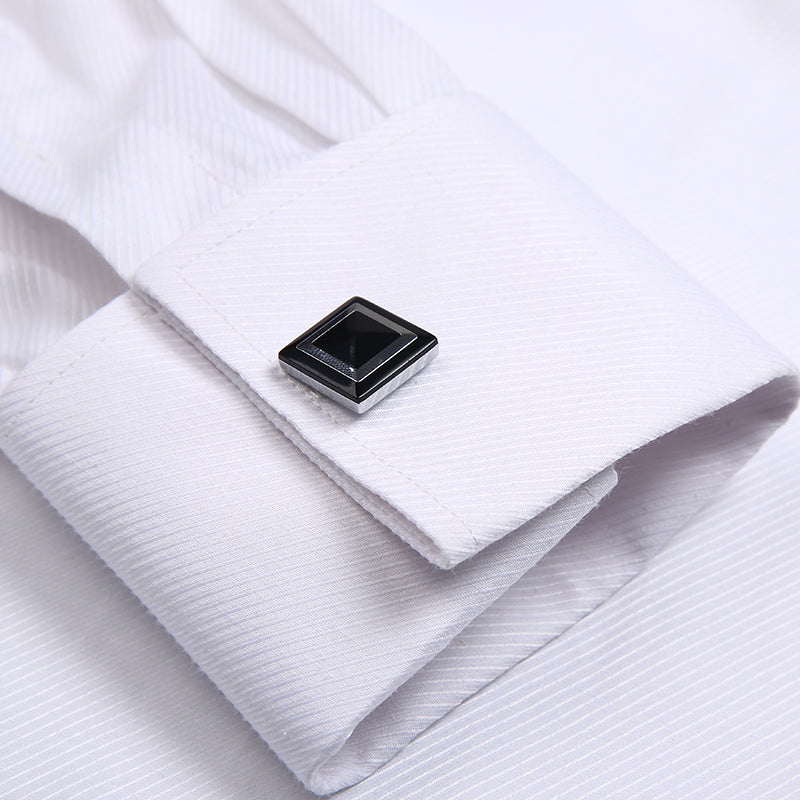 Men&#39;s French Cuff Long Sleeve Formal Business Dress Shirts Party Wedding Tuxedo White Shirt with Cufflinks
