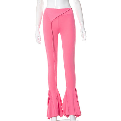 Solid Low Waist Slim Flare Pants Women Elegant Casual Elastic Trousers 2022 Summer Female Fashion All-Match Streetwear