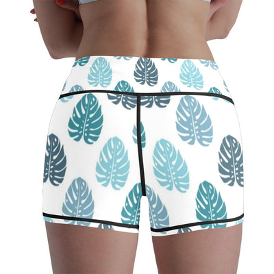 Fashion Color Leaf Pattern 3D Printing Stretch Summer Women&#39;s Yoga Shorts High Waist Seamless Tight Sports Fitness Pants Legging