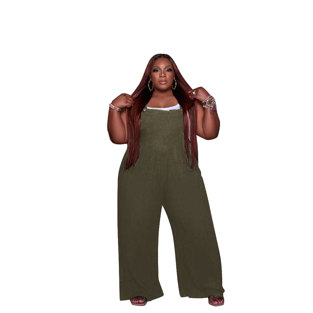 Plus Size Women 5xl Rompers Sleeveless Pocket Jumpsuit Fashion Club One Piece Outfit 2022 Summer Lady Wide Leg Pant Wholesale
