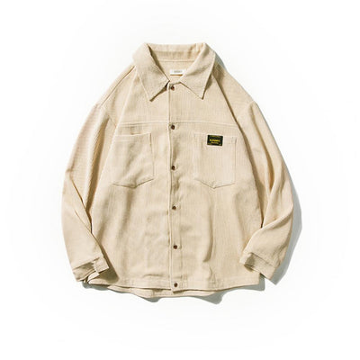 Men Shirt Coat Trendy Wear-resistant Loose Corduroy Long Sleeves Cargo Shirt for Home Autumn Shirt Coat Men Autumn Shirt