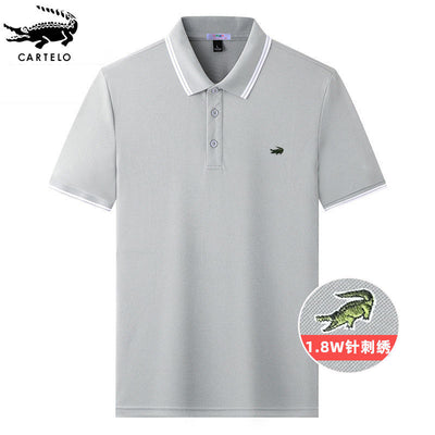 CARTELO crocodile summer new POLO shirt men&#39;s short-sleeved young and middle-aged business mercerized cotton lapel T-shirt