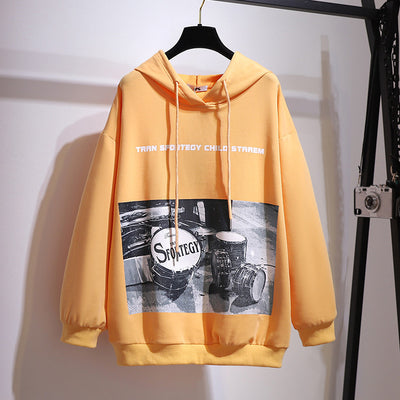 New 2021 Spring Autumn Plus Size Women Clothing Hoodie Large Long Sleeve Loose Cotton Print Sweatshirt Coat 3XL 4XL 5XL 6XL 7XL