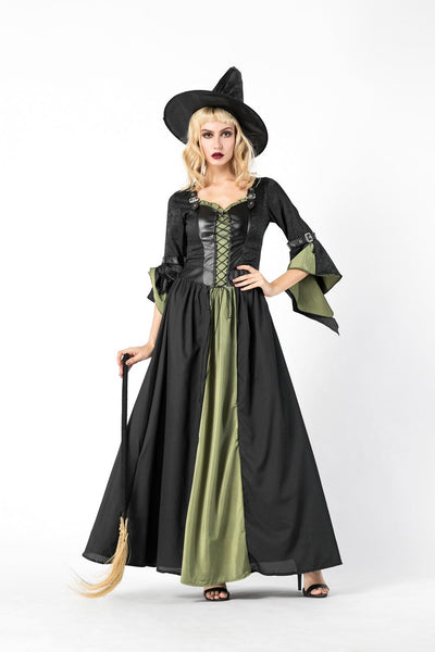 Deluxe Adult Witch Costume Womens Magic Moment Costume Halloween Party Cosplay Vampire Queen Fancy Long Dress