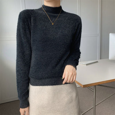 O Neck Solid Sweater Women Solid Color Pullover Female Knitted Office Lady Sweaters Slim Long Sleeve Jumper Minimalist Knitwear