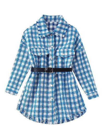 DUOPERI Women Fashion With Belt Single Breasted Shirt Style Coats Vintage Lapel Neck Long Sleeves Female Chic Lady Outfits