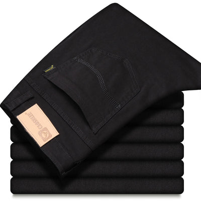 Business Men's Denim Jeans Solid Color Fashion High Quality Summer Elastic Straight Pants Comfortable Soft Casual Male Trousers