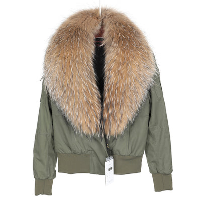 Maomaokong2021 new Increase the natural raccoon fur collar Women&#39;s winter coats and jackets