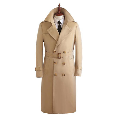 England mens trench coats man Discoloration long coat men clothes slim fit overcoat long sleeve spring autumn khaki blue