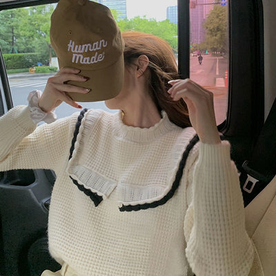Basic Bottoming Knit Sweater 2022 New Korean Style Flounced Stitching Pullover Sweaters Slim Warm Thick Knitted Tops J82