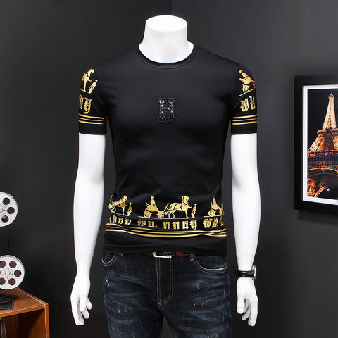 2021 Short Sleeve T-Shirt Camisetas Hombre Tshirt For Korean Summer T Men Slim Fit Print Casual Tee Shirt Homme