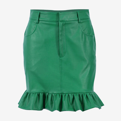 2022 New Women's Skirt Pu Tight Sexy Ruffle Skirt Nightclub Street Style Fashionable Women's Skirt