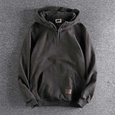 ATSUNNY Hip Hop Harajuku Streetwear Solid Color Hoodie Thicken American Fashion Pullover Vintage Autumn and Winter Clothes
