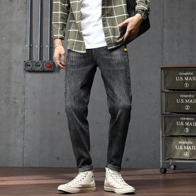 Men's Fashion brand Jeans black Oblique slot pocket Autumn New Casual Simplicity Hip-hop Style Street Pants Brand Male Trousers