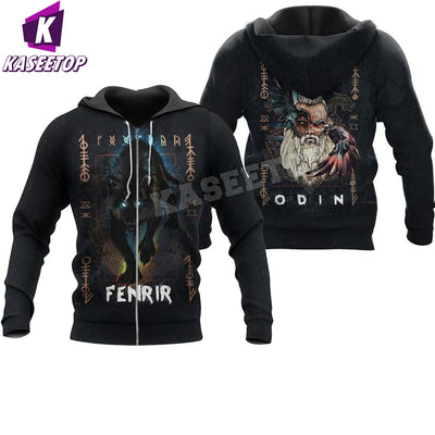 Fenrir Odin Viking 3D Printed Hoodies Men Zip Hoodies Brand Sweatshirts Boy Jackets Pullover Tracksuits Animal Streetwear Coat