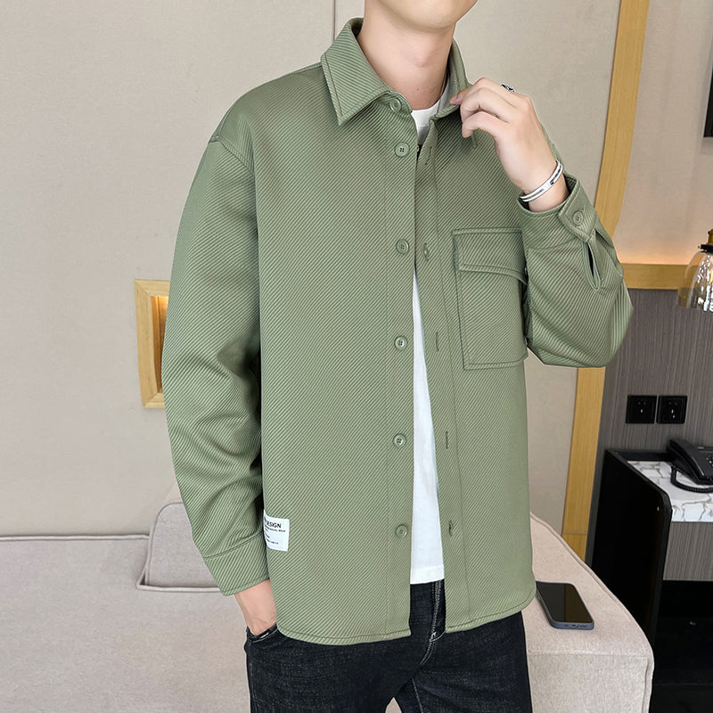 2022 New Fall Twill Lapel Shirt Brand Casual Long Sleeve Personality Pocket Coat Loose Cargo Top