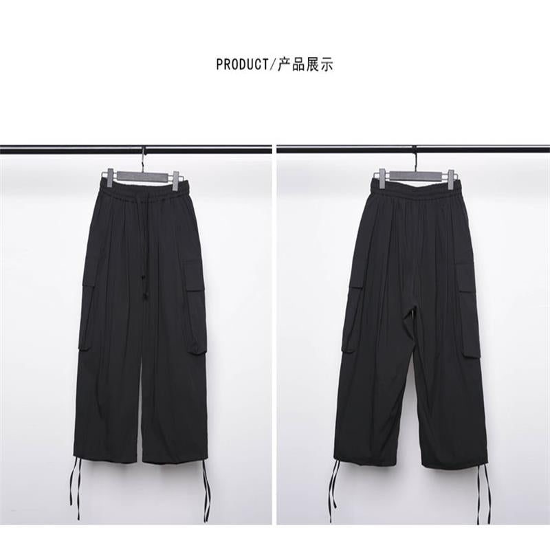 Men&#39;s Black Casual Pants Large Casual Spring And Summer New Casual Men&#39;s Summer Thin Loose Fashion Lantern Pants Wide Legs