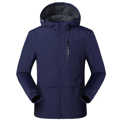 Men&#39;s Outdoor Solid Hooded Long Sleeve Zipper Pocket Windbreaker Waterproof Coat Father And Son Matching Jackets