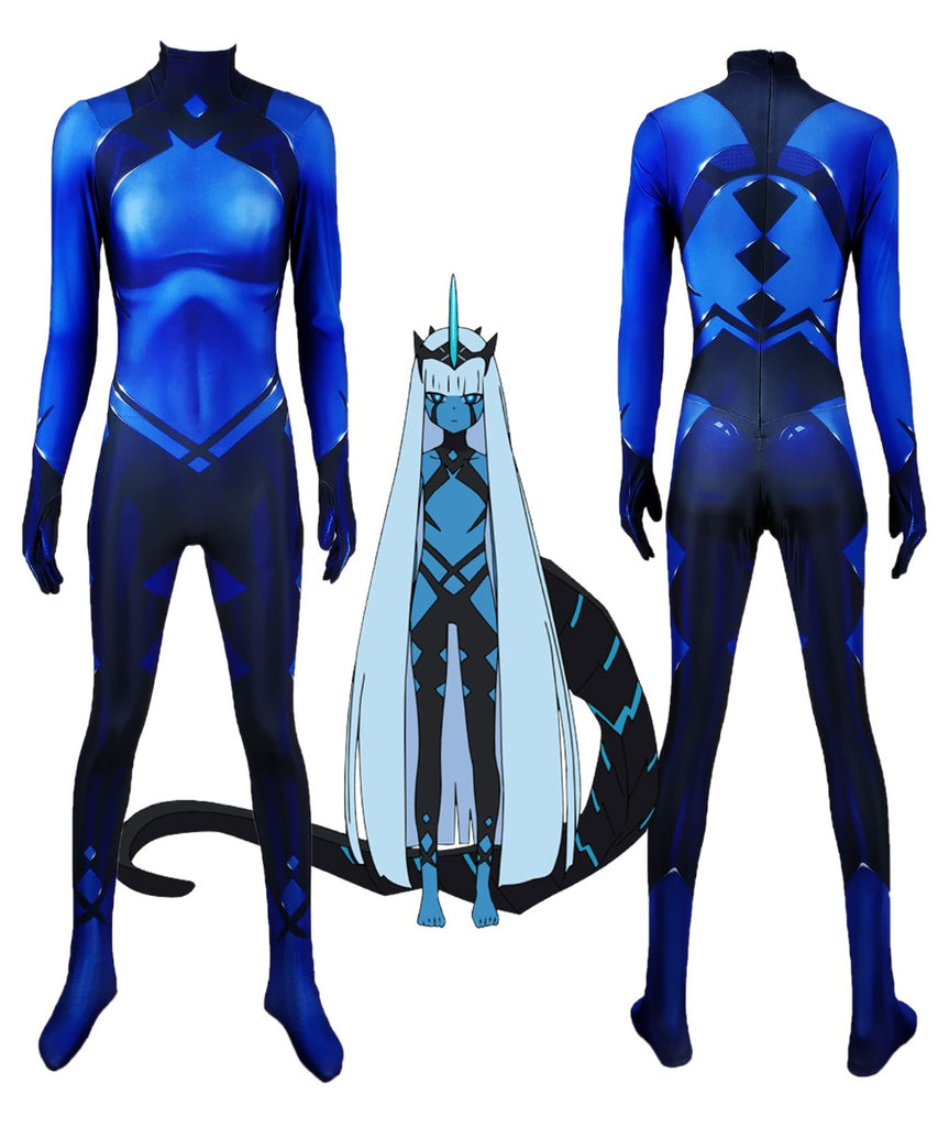 Klaxosaur Princess Darling in the Franxx 001 Cosplay Made Bodysuit Costume 3D Print Lycra Zentai Halloween Catsuit Custom