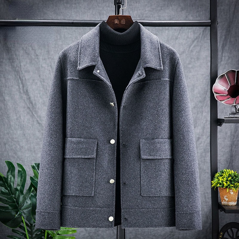 2021 Autumn Winter New Mens Wool Coat Mens Turn-down Collar Single Breasted Woolen Jacket Man Thick Warm Casual Outerwear B417