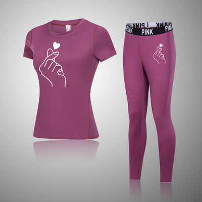 Brand Women&#39;s Yoga Leggings Jogging Workout Sport Suit Sportswear Yoga Set Fitness Gym Clothes Running Tennis T-Shirt