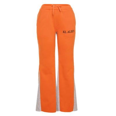 Fall Women&#39;s Loose High Waist Fashion Street Shot Stitching Printed Sports Casual Pants