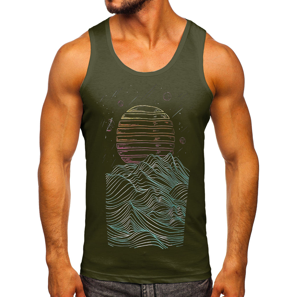 Running Shirts Men Casual Spring Summer Sleeveless Printed O Neck Shirt Tank Tops Blouse
