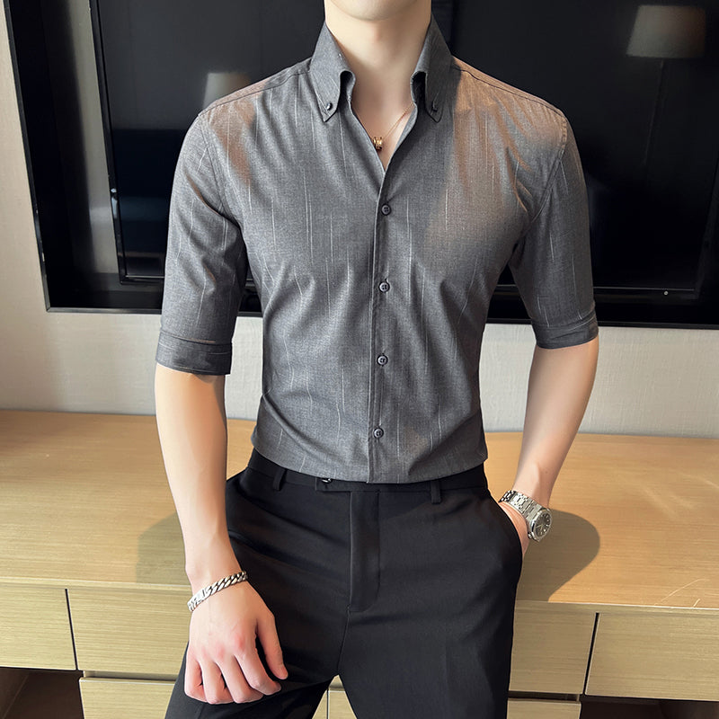 High Quality Striped Smart Casual Slim Fit Half Sleeve Men Shirt Summer New Fashion Luxury Smooth Breathable Chemise Homme M-3XL