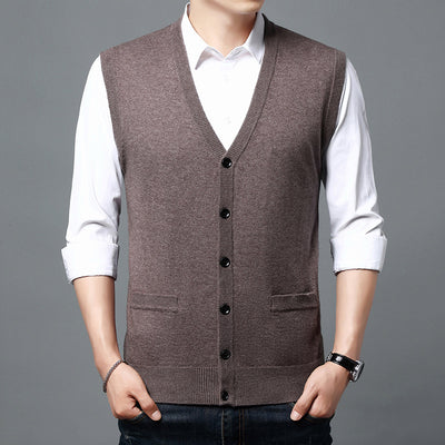 Spring and autumn men's sleeveless knitted vest cardigan